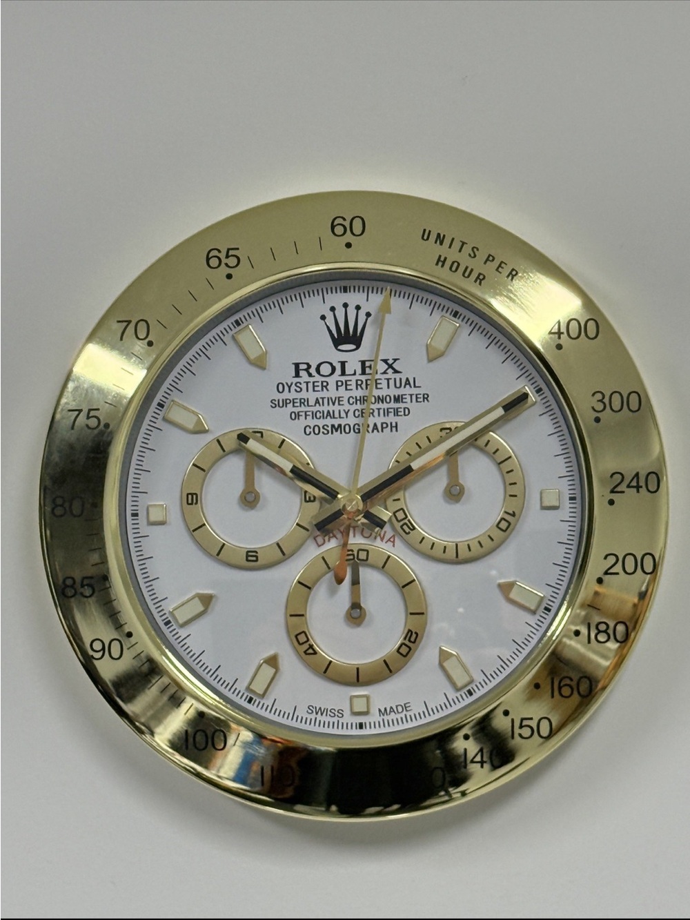 Luxury Gold and White Chronograph Wall Clock